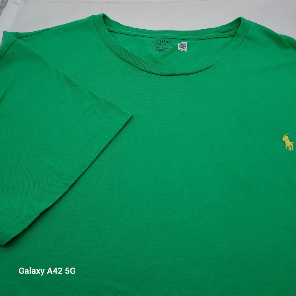 Polo Ralph Lauren Men Green Cotton Short Sleeve T-Shirt Yellow Pony 4XB Big Tall
